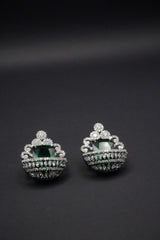 Luxurious Emerald green and CZ (Cubic Zirconia) crystal Earrings.