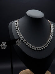 Elegant Square-Cut Cubic Zirconia Necklace and Earring Set