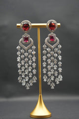 Regal Ruby Red and Crystal Chandelier Earrings