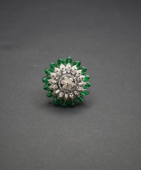 Vibrant Green Crystal Flower Ring