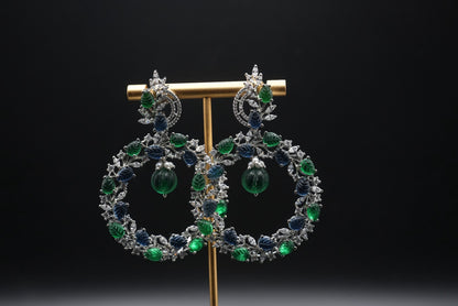 Forest Canopy: Multi-Gemstone Leaf Hoop Earrings