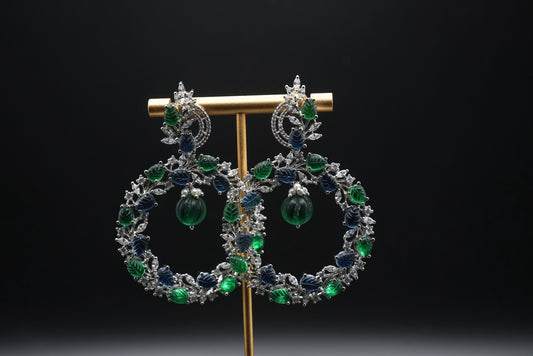 Forest Canopy: Multi-Gemstone Leaf Hoop Earrings