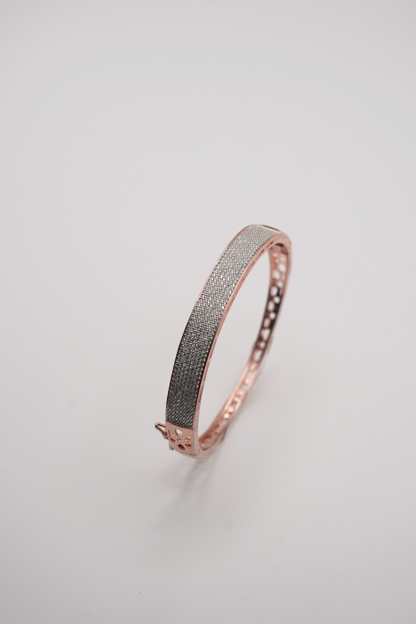 Rose Gold Radiance: Wide Pave Crystal Bangle