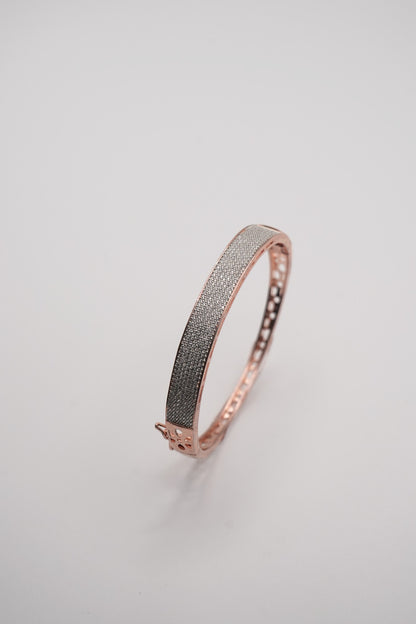 Rose Gold Radiance: Wide Pave Crystal Bangle