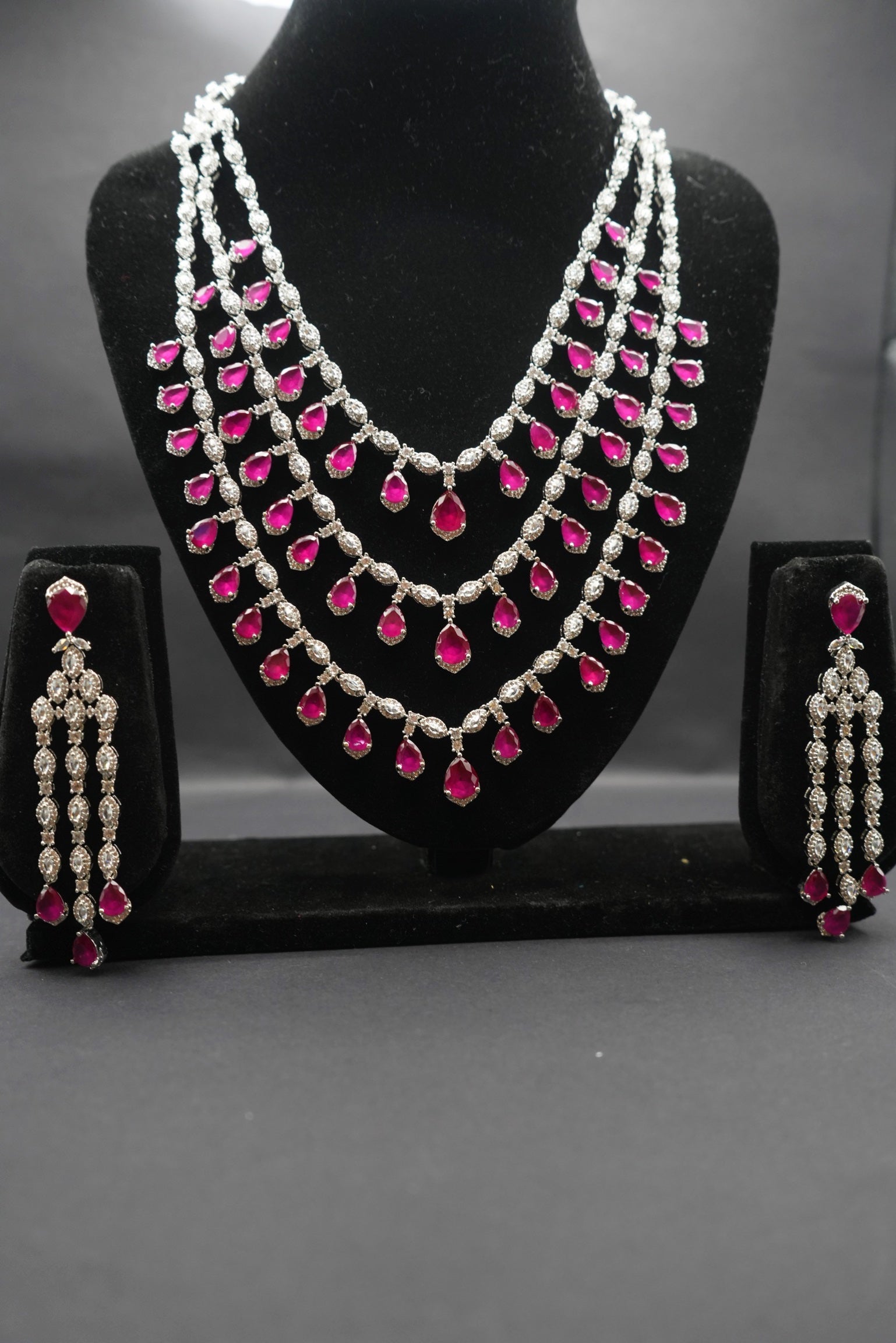 Multi-Tiered Ruby Necklace Set