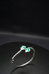 Modern Minimalist: Green Enamel and Crystal Bangle Bracelet