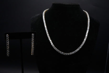 Linear Luxe CZ Crystals Simulant Necklace and Earrings Set