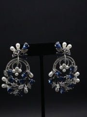 Winter Blossom Sapphire and Pearl Earrings