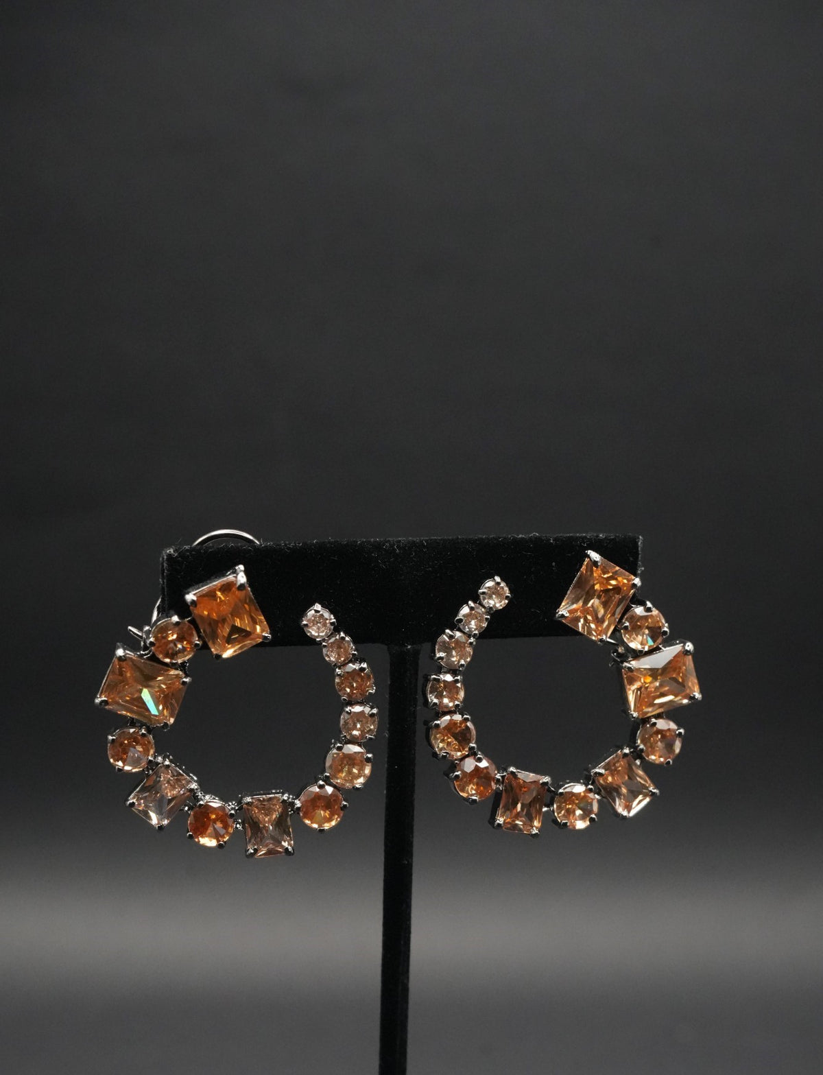 Brown Radiant Amber Hoop Earrings