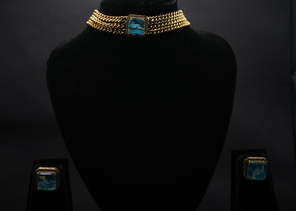 Turquoise Treasure: Bold Chain Choker Necklace