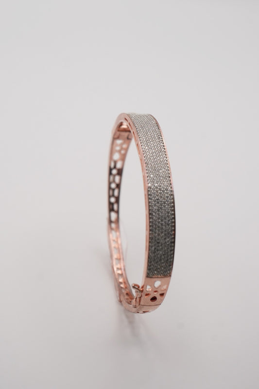 Rose Gold Radiance: Wide Pave Crystal Bangle