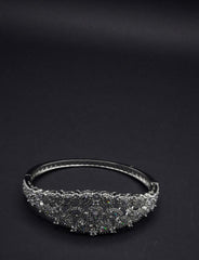 Exquisite Silver coated Bangle with Intricate CZ Crystals-Like Embellishment