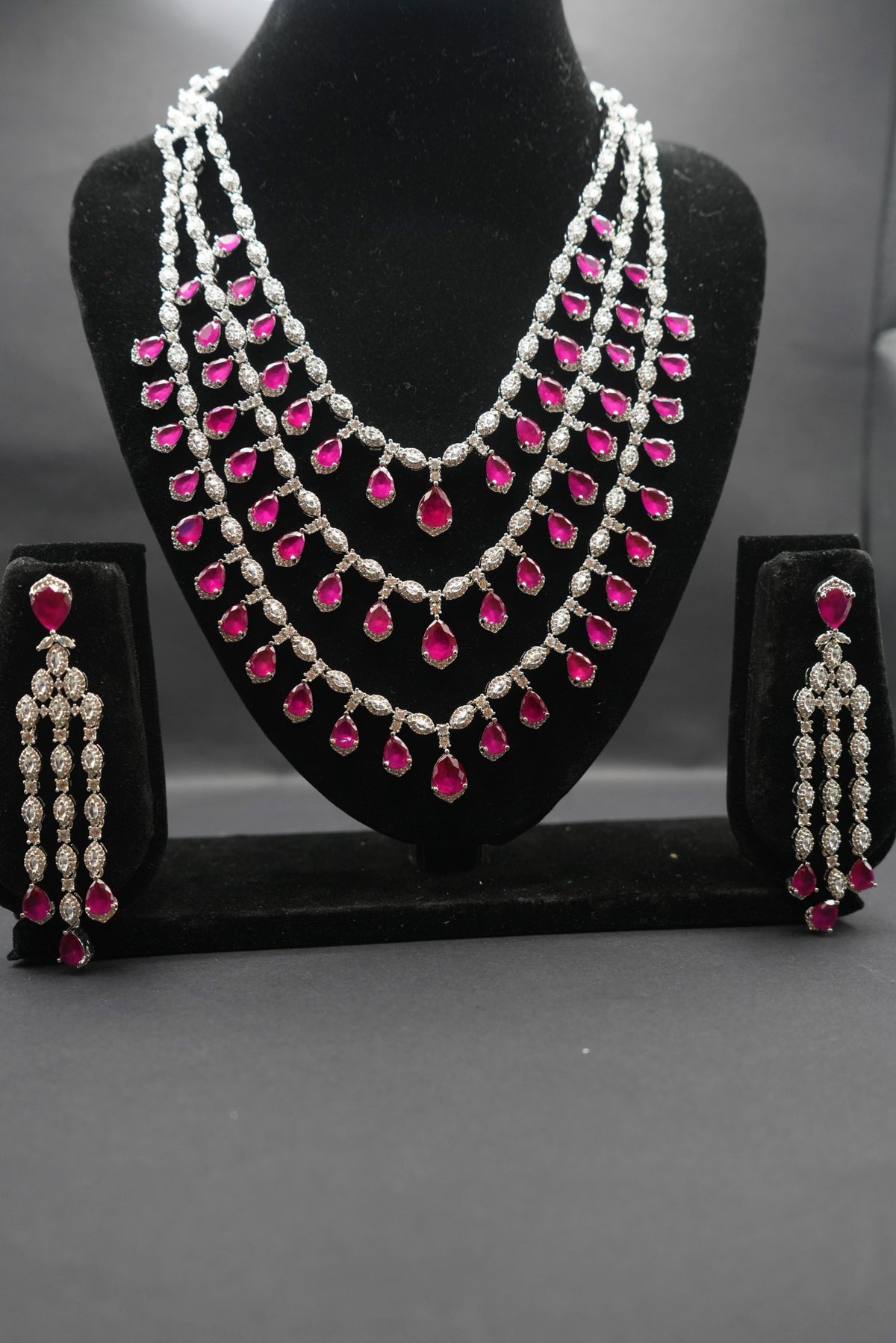 Multi-Tiered Ruby Necklace Set