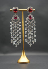 Regal Ruby Red and Crystal Chandelier Earrings