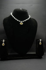 Elegant Yellow Oval Crystal Necklace and Earring Set