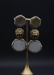 Beautiful  white and Cream stone with gold coated earrings