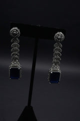 Sapphire and Small stone crystals Simulant Necklace and Earrings Set