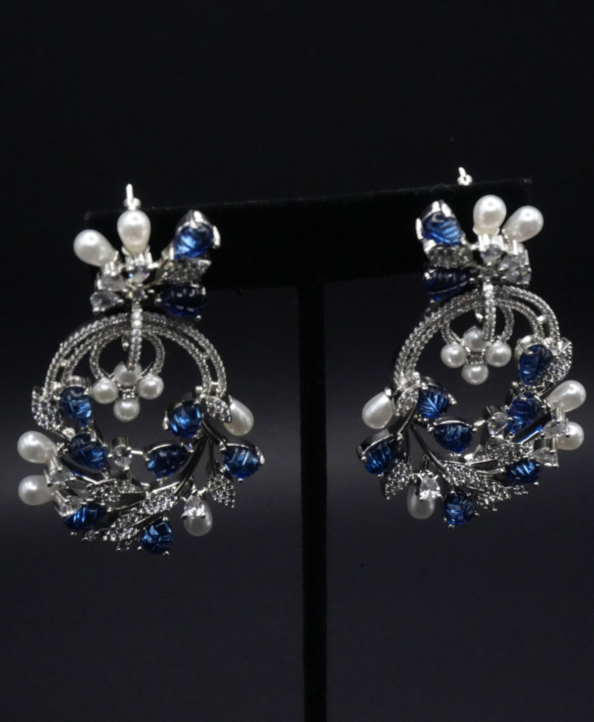 Winter Blossom Sapphire and Pearl Earrings