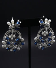 Winter Blossom Sapphire and Pearl Earrings