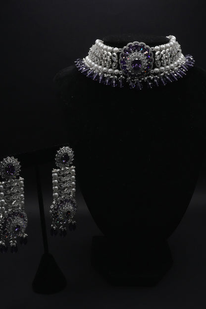 Elegant Sapphire and Pearl Jewelry Set