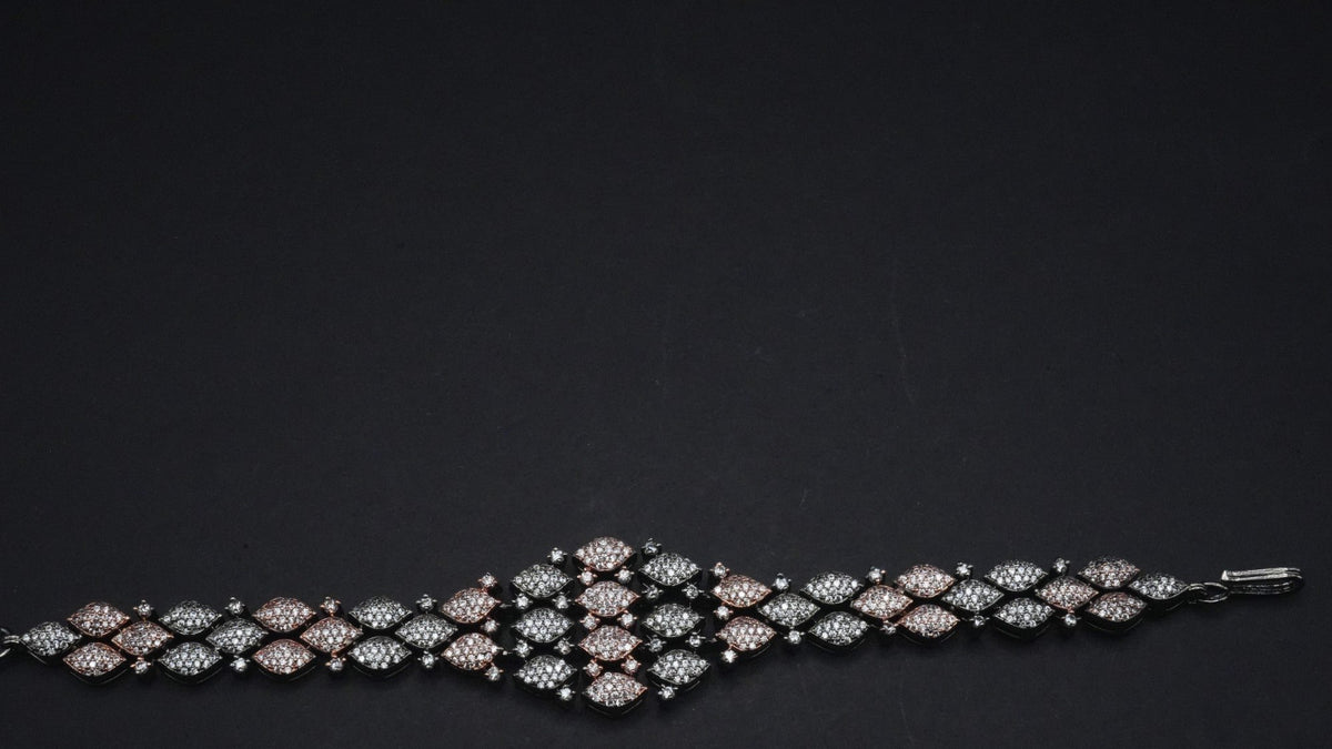 Luxurious Rose Gold and Silver Coated Marquise-Cut Crystal Bracelet