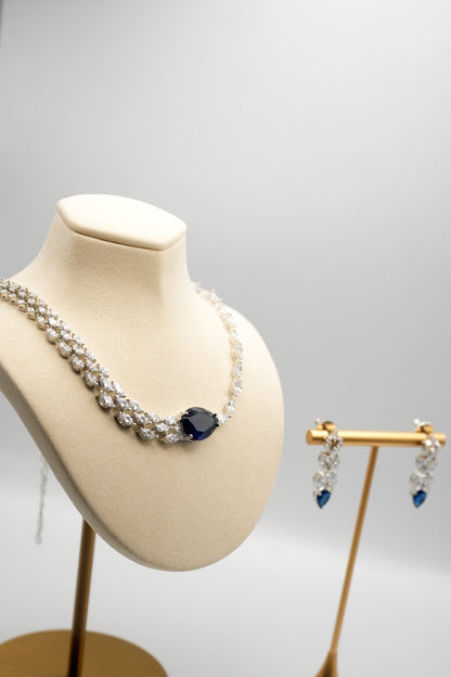 Sapphire and AD Accent Jewelry Set
