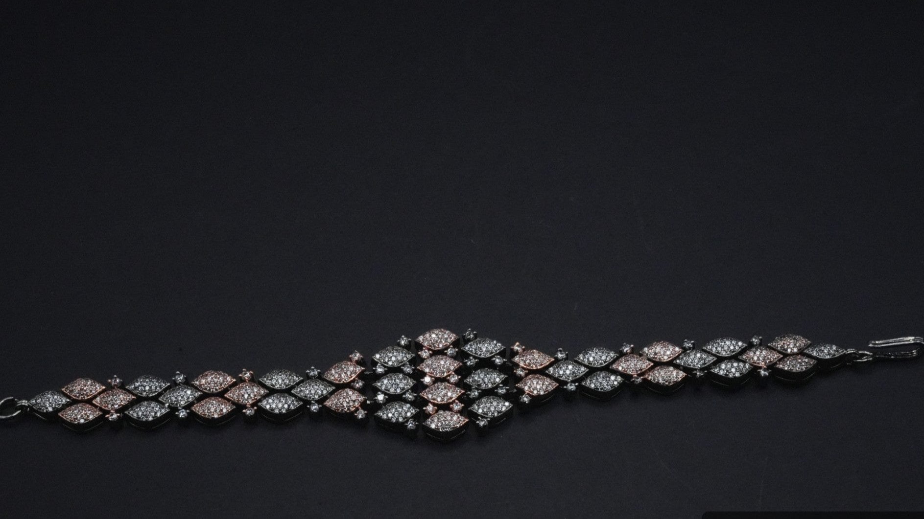 Luxurious Rose Gold and Silver Coated Marquise-Cut Crystal Bracelet