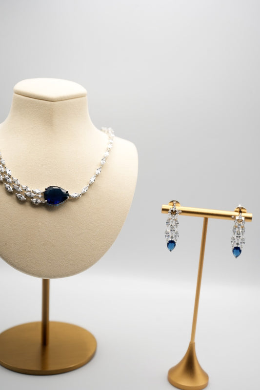 Sapphire and AD Accent Jewelry Set